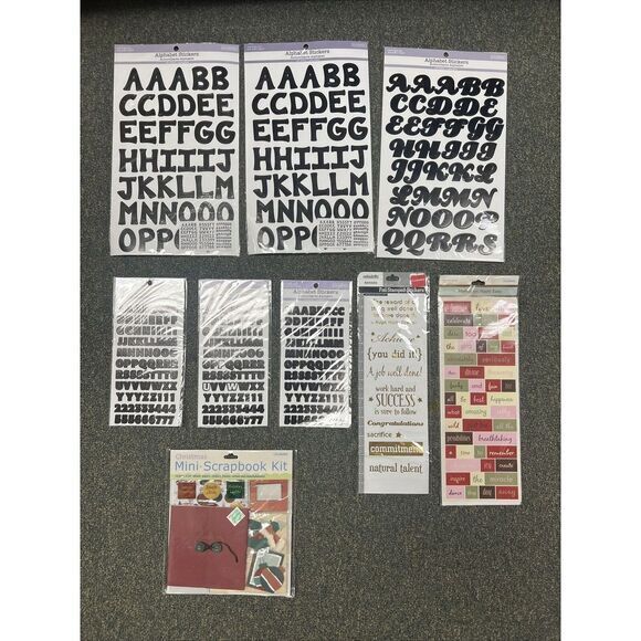 Lot Of 8 COLORBOK MINI 4" x 4" SCRAPBOOK KIT Stickers Alphabet Christmas Congrat - Picture 1 of 15